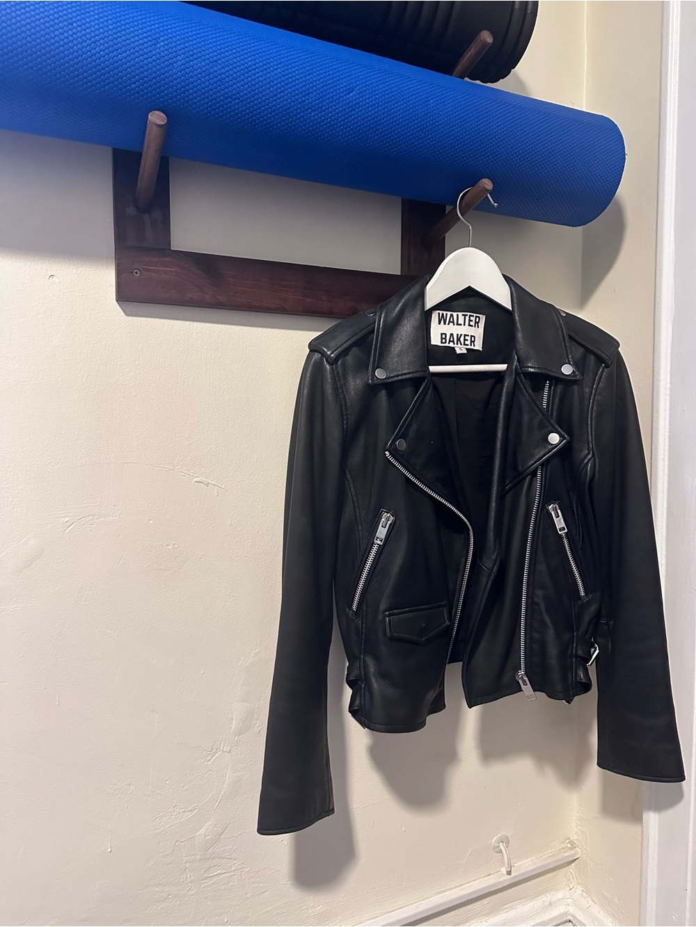 Walter Baker Black Leather Moto-Style Biker Jacket